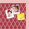 ArtToFrames 16x16 Custom Cork Bulletin Board. This Quatrefoil Red Pin Board Has a Fabric Style Canvas Finish, Framed in Baby Pink on Beech (PinPix-484-16x16_0066-81792-YPNK) view 2