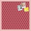 ArtToFrames 20x20 Custom Cork Bulletin Board. This Quatrefoil Red Pin Board Has a Fabric Style Canvas Finish, Framed in Baby Pink on Beech (PinPix-484-20x20_0066-81792-YPNK) view 1