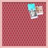 ArtToFrames 24x24 Custom Cork Bulletin Board. This Quatrefoil Red Pin Board Has a Fabric Style Canvas Finish, Framed in Baby Pink on Beech (PinPix-484-24x24_0066-81792-YPNK) view 1