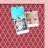 ArtToFrames 24x24 Custom Cork Bulletin Board. This Quatrefoil Red Pin Board Has a Fabric Style Canvas Finish, Framed in Baby Pink on Beech (PinPix-484-24x24_0066-81792-YPNK) view 2
