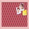 ArtToFrames 18x12 Custom Cork Bulletin Board. This Quatrefoil Red Pin Board Has a Fabric Style Canvas Finish, Framed in Baby Pink on Beech (PinPix-484-18x12_0066-81792-YPNK) view 1