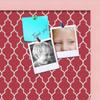 ArtToFrames 18x12 Custom Cork Bulletin Board. This Quatrefoil Red Pin Board Has a Fabric Style Canvas Finish, Framed in Baby Pink on Beech (PinPix-484-18x12_0066-81792-YPNK) view 2