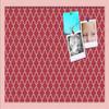 ArtToFrames 24x16 Custom Cork Bulletin Board. This Quatrefoil Red Pin Board Has a Fabric Style Canvas Finish, Framed in Baby Pink on Beech (PinPix-484-24x16_0066-81792-YPNK) view 1