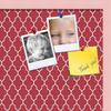 ArtToFrames 24x16 Custom Cork Bulletin Board. This Quatrefoil Red Pin Board Has a Fabric Style Canvas Finish, Framed in Baby Pink on Beech (PinPix-484-24x16_0066-81792-YPNK) view 2