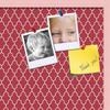 ArtToFrames 30x20 Custom Cork Bulletin Board. This Quatrefoil Red Pin Board Has a Fabric Style Canvas Finish, Framed in Baby Pink on Beech (PinPix-484-30x20_0066-81792-YPNK) view 2