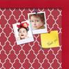 ArtToFrames 16x16 Custom Cork Bulletin Board. This Quatrefoil Red Pin Board Has a Fabric Style Canvas Finish, Framed in Red Stain on Beech (PinPix-484-16x16_0066-81792-YRED) view 2
