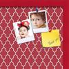 ArtToFrames 20x20 Custom Cork Bulletin Board. This Quatrefoil Red Pin Board Has a Fabric Style Canvas Finish, Framed in Red Stain on Beech (PinPix-484-20x20_0066-81792-YRED) view 2