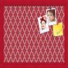 ArtToFrames 18x12 Custom Cork Bulletin Board. This Quatrefoil Red Pin Board Has a Fabric Style Canvas Finish, Framed in Red Stain on Beech (PinPix-484-18x12_0066-81792-YRED) view 1