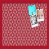 ArtToFrames 24x16 Custom Cork Bulletin Board. This Quatrefoil Red Pin Board Has a Fabric Style Canvas Finish, Framed in Red Stain on Beech (PinPix-484-24x16_0066-81792-YRED) view 1