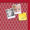 ArtToFrames 24x16 Custom Cork Bulletin Board. This Quatrefoil Red Pin Board Has a Fabric Style Canvas Finish, Framed in Red Stain on Beech (PinPix-484-24x16_0066-81792-YRED) view 2