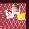 ArtToFrames 16x16 Custom Cork Bulletin Board. This Quatrefoil Red Pin Board Has a Fabric Style Canvas Finish, Framed in Mahogany (PinPix-484-16x16_FRBW26039) view 2