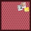 ArtToFrames 20x20 Custom Cork Bulletin Board. This Quatrefoil Red Pin Board Has a Fabric Style Canvas Finish, Framed in Mahogany (PinPix-484-20x20_FRBW26039) view 1