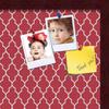 ArtToFrames 20x20 Custom Cork Bulletin Board. This Quatrefoil Red Pin Board Has a Fabric Style Canvas Finish, Framed in Mahogany (PinPix-484-20x20_FRBW26039) view 2