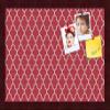 ArtToFrames 18x12 Custom Cork Bulletin Board. This Quatrefoil Red Pin Board Has a Fabric Style Canvas Finish, Framed in Mahogany (PinPix-484-18x12_FRBW26039) view 1
