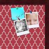 ArtToFrames 18x12 Custom Cork Bulletin Board. This Quatrefoil Red Pin Board Has a Fabric Style Canvas Finish, Framed in Mahogany (PinPix-484-18x12_FRBW26039) view 2