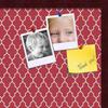 ArtToFrames 24x16 Custom Cork Bulletin Board. This Quatrefoil Red Pin Board Has a Fabric Style Canvas Finish, Framed in Mahogany (PinPix-484-24x16_FRBW26039) view 2