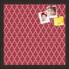 ArtToFrames 16x16 Custom Cork Bulletin Board. This Quatrefoil Red Pin Board Has a Fabric Style Canvas Finish, Framed in Coffee (PinPix-484-16x16_FRBW26061) view 1