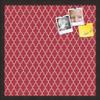 ArtToFrames 20x20 Custom Cork Bulletin Board. This Quatrefoil Red Pin Board Has a Fabric Style Canvas Finish, Framed in Coffee (PinPix-484-20x20_FRBW26061) view 1