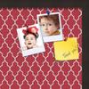 ArtToFrames 20x20 Custom Cork Bulletin Board. This Quatrefoil Red Pin Board Has a Fabric Style Canvas Finish, Framed in Coffee (PinPix-484-20x20_FRBW26061) view 2