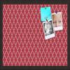 ArtToFrames 24x16 Custom Cork Bulletin Board. This Quatrefoil Red Pin Board Has a Fabric Style Canvas Finish, Framed in Coffee (PinPix-484-24x16_FRBW26061) view 1