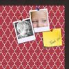 ArtToFrames 24x16 Custom Cork Bulletin Board. This Quatrefoil Red Pin Board Has a Fabric Style Canvas Finish, Framed in Coffee (PinPix-484-24x16_FRBW26061) view 2