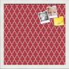 PinPix 16x16 Custom Cork Bulletin Board Quarterfoil Red Poster Board with a Canvas Style Photo Board, Framed in Satin White Frame (PinPix-484) view 1