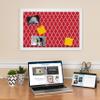 PinPix 16x16 Custom Cork Bulletin Board Quarterfoil Red Poster Board with a Canvas Style Photo Board, Framed in Satin White Frame (PinPix-484) view 2