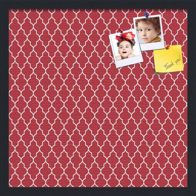 PinPix 20x20 Custom Cork Bulletin Board Quarterfoil Red Poster Board with a Canvas Style Photo Board, Framed in Satin Black (PinPix-484)