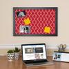 PinPix 20x20 Custom Cork Bulletin Board Quarterfoil Red Poster Board with a Canvas Style Photo Board, Framed in Satin Black (PinPix-484) view 3