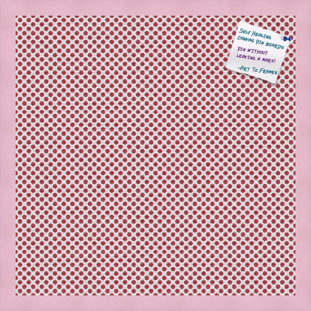 PinPix Decorative pin Cork Bulletin Board Made from Canvas, Seemless Pattern Printed at 20x20 Inches and Framed in Baby Pink Stain on Beech (PinPix-509)