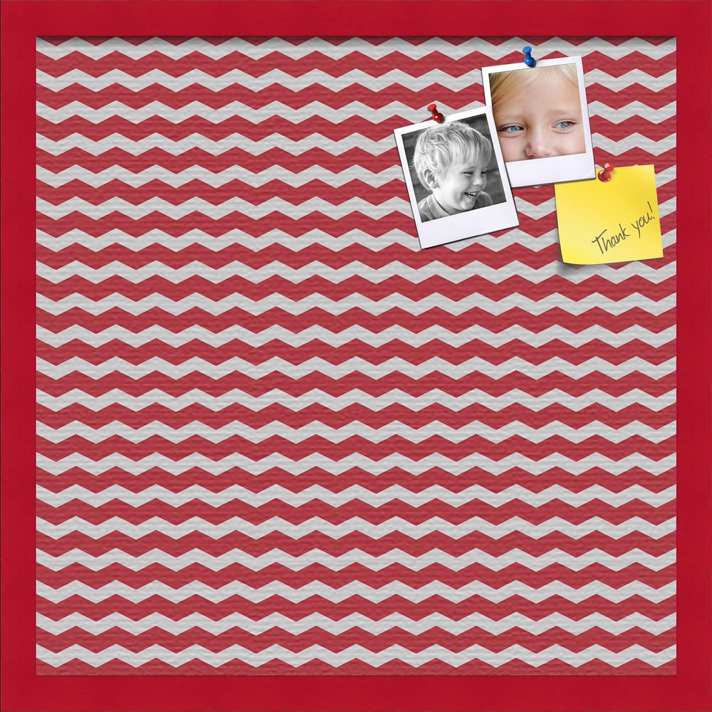 PinPix Decorative pin Cork Bulletin Board Made from self-Healing Canvas, Seemless Pattern Printed at 20x20 Inches and Framed in Red Stain on Beech(WOM56673)