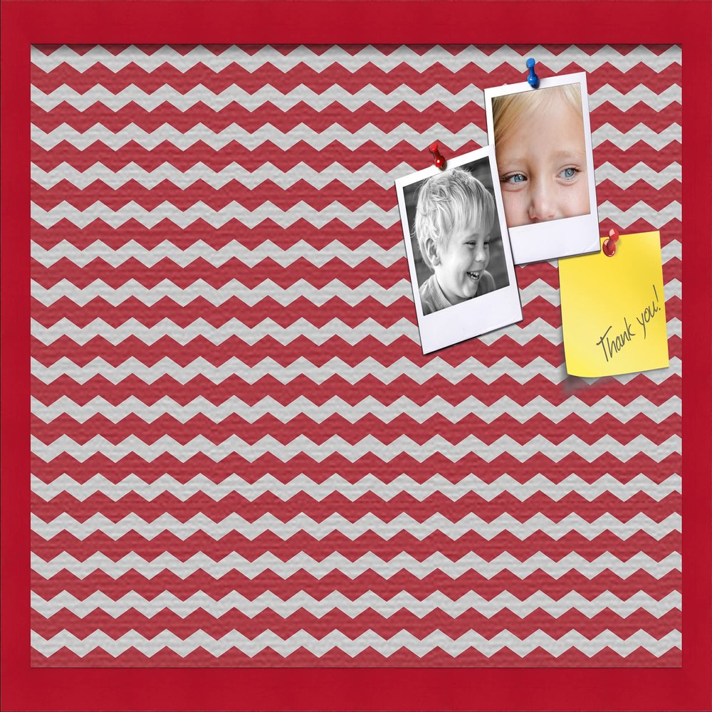 PinPix Decorative pin Cork Bulletin Board Made from self-Healing Canvas, Seemless Pattern Printed at 24x16 Inches and Framed in Red Stain on Beech(WOM56673)