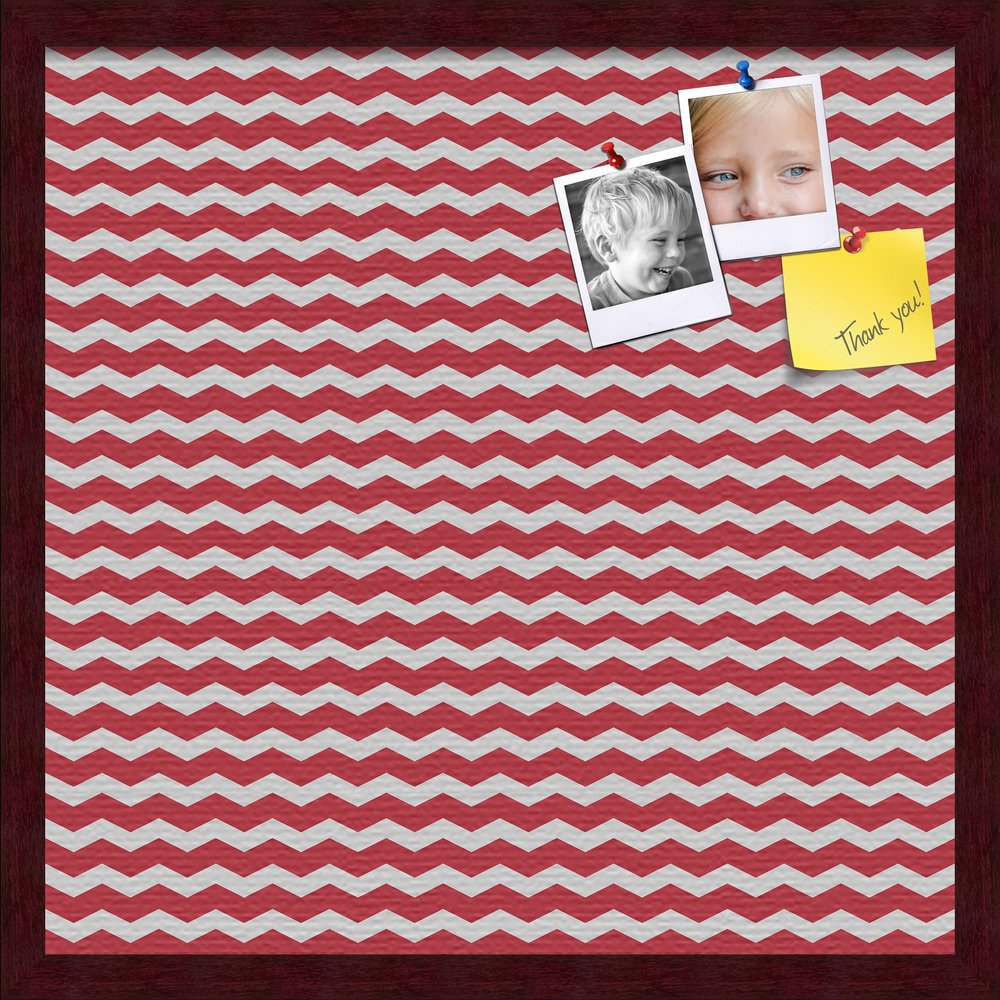 PinPix Decorative pin Cork Bulletin Board Made from self-Healing Canvas, Seemless Pattern Printed at 20x20 Inches and Framed in Classic Mahogany Frame(WOM59504)