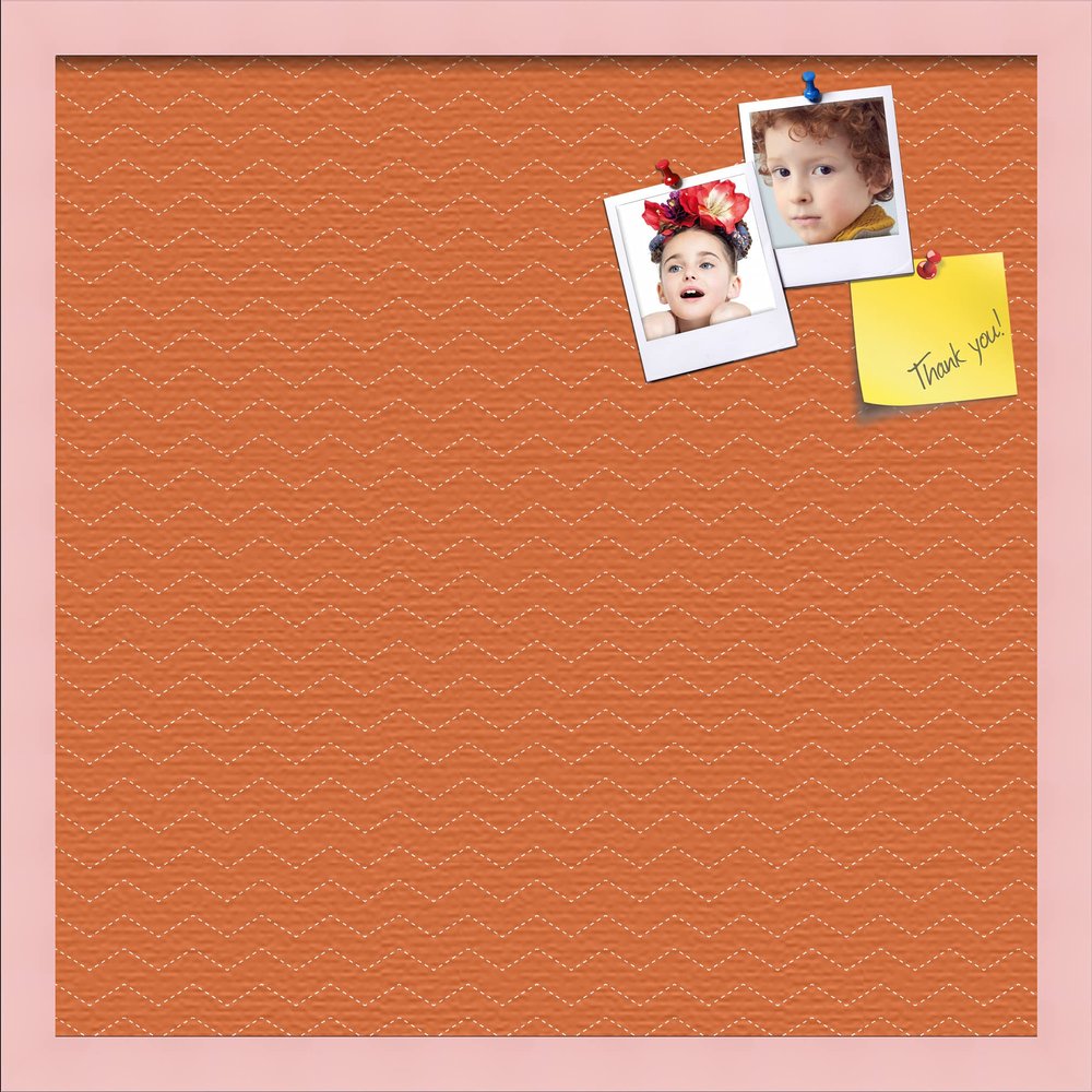 PinPix Decorative pin Cork Bulletin Board Made from Canvas, Seemless Pattern Printed at 20x20 Inches and Framed in Baby Pink Stain on Beech (PinPix-517)