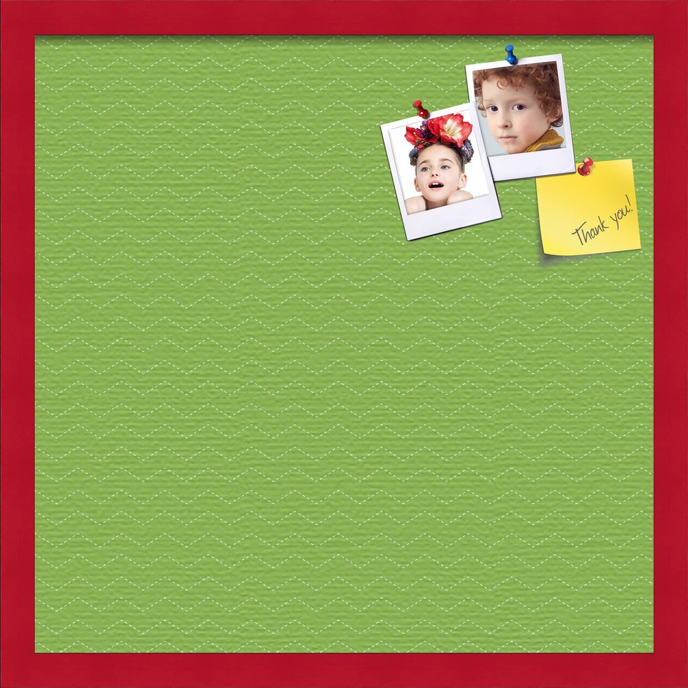 PinPix Decorative pin Cork Bulletin Board Made from self-Healing Canvas, Seemless Pattern Printed at 20x20 Inches and Framed in Red Stain on Beech(WOM56673)