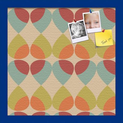 ArtToFrames 16x16 Inch Custom Cork Bulletin Board. This Abstract Pattern in Color Pin Board Has a Fabric Style Canvas Finish, Framed in Blue Stain on Beech (PinPix-564-16x16_0066-81792-YBLU)