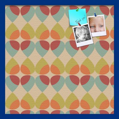 ArtToFrames 24x24 Inch Custom Cork Bulletin Board. This Abstract Pattern in Color Pin Board Has a Fabric Style Canvas Finish, Framed in Blue Stain on Beech (PinPix-564-24x24_0066-81792-YBLU)