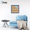 ArtToFrames 24x24 Inch Custom Cork Bulletin Board. This Abstract Pattern in Color Pin Board Has a Fabric Style Canvas Finish, Framed in Blue Stain on Beech (PinPix-564-24x24_0066-81792-YBLU) view 4