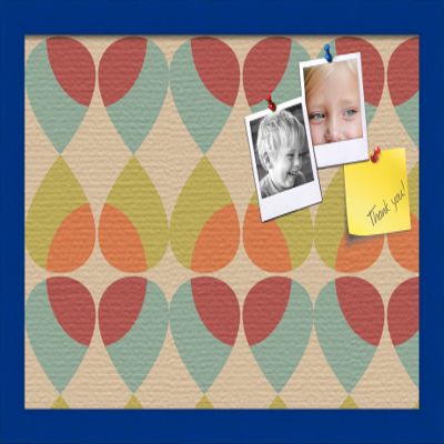 ArtToFrames 18x12 Inch Custom Cork Bulletin Board. This Abstract Pattern in Color Pin Board Has a Fabric Style Canvas Finish, Framed in Blue Stain on Beech (PinPix-564-18x12_0066-81792-YBLU)
