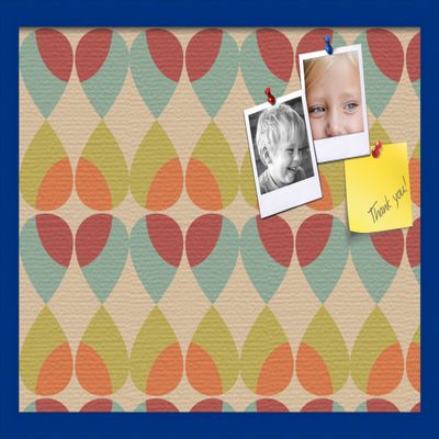 ArtToFrames 24x16 Inch Custom Cork Bulletin Board. This Abstract Pattern in Color Pin Board Has a Fabric Style Canvas Finish, Framed in Blue Stain on Beech (PinPix-564-24x16_0066-81792-YBLU)