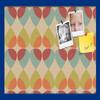 ArtToFrames 24x16 Inch Custom Cork Bulletin Board. This Abstract Pattern in Color Pin Board Has a Fabric Style Canvas Finish, Framed in Blue Stain on Beech (PinPix-564-24x16_0066-81792-YBLU) view 1