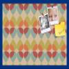ArtToFrames 30x20 Inch Custom Cork Bulletin Board. This Abstract Pattern in Color Pin Board Has a Fabric Style Canvas Finish, Framed in Blue Stain on Beech (PinPix-564-30x20_0066-81792-YBLU) view 1