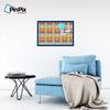 ArtToFrames 30x20 Inch Custom Cork Bulletin Board. This Abstract Pattern in Color Pin Board Has a Fabric Style Canvas Finish, Framed in Blue Stain on Beech (PinPix-564-30x20_0066-81792-YBLU) view 3