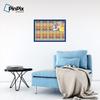 ArtToFrames 30x20 Inch Custom Cork Bulletin Board. This Abstract Pattern in Color Pin Board Has a Fabric Style Canvas Finish, Framed in Blue Stain on Beech (PinPix-564-30x20_0066-81792-YBLU) view 4