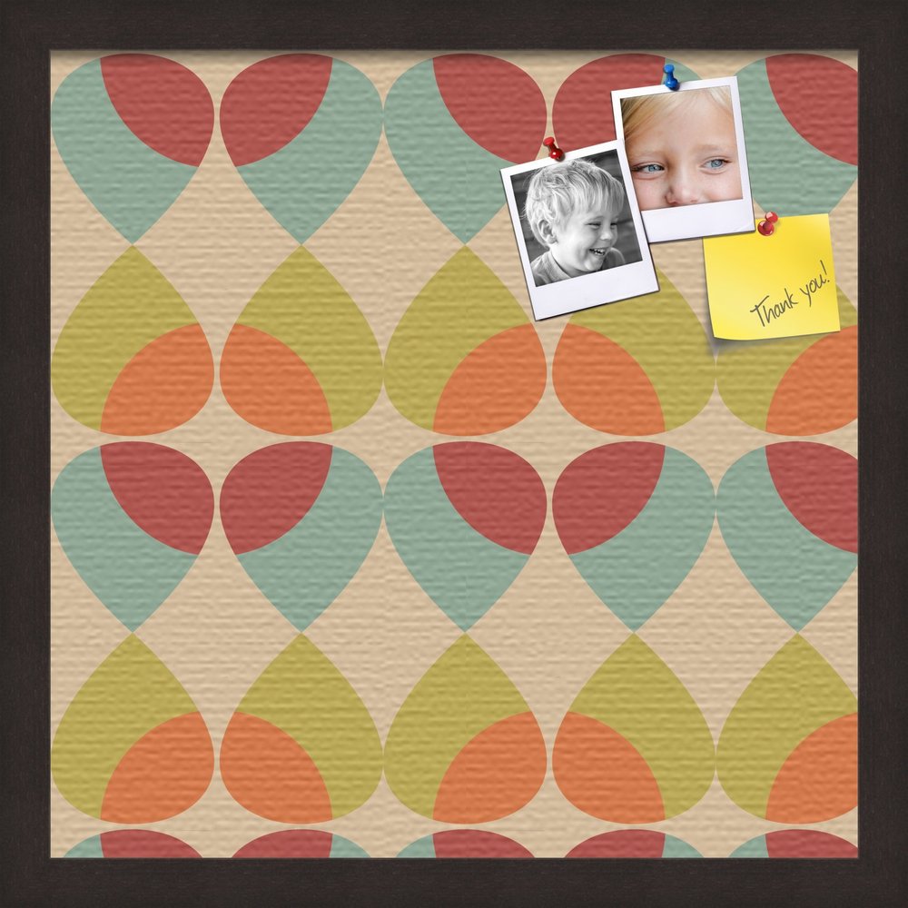 ArtToFrames 16x16 Inch Custom Cork Bulletin Board. This Abstract Pattern in Color Pin Board Has a Fabric Style Canvas Finish, Framed in Coffee (PinPix-564-16x16_FRBW26061)