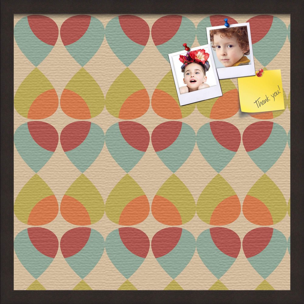 ArtToFrames 20x20 Inch Custom Cork Bulletin Board. This Abstract Pattern in Color Pin Board Has a Fabric Style Canvas Finish, Framed in Coffee (PinPix-564-20x20_FRBW26061)
