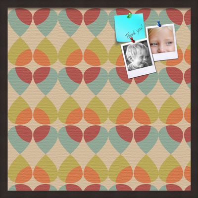 ArtToFrames 24x24 Inch Custom Cork Bulletin Board. This Abstract Pattern in Color Pin Board Has a Fabric Style Canvas Finish, Framed in Coffee (PinPix-564-24x24_FRBW26061)