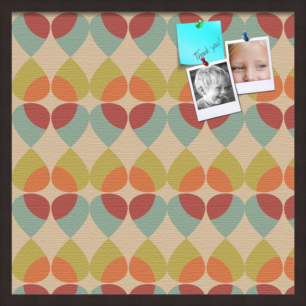 ArtToFrames 24x24 Inch Custom Cork Bulletin Board. This Abstract Pattern in Color Pin Board Has a Fabric Style Canvas Finish, Framed in Coffee (PinPix-564-24x24_FRBW26061)