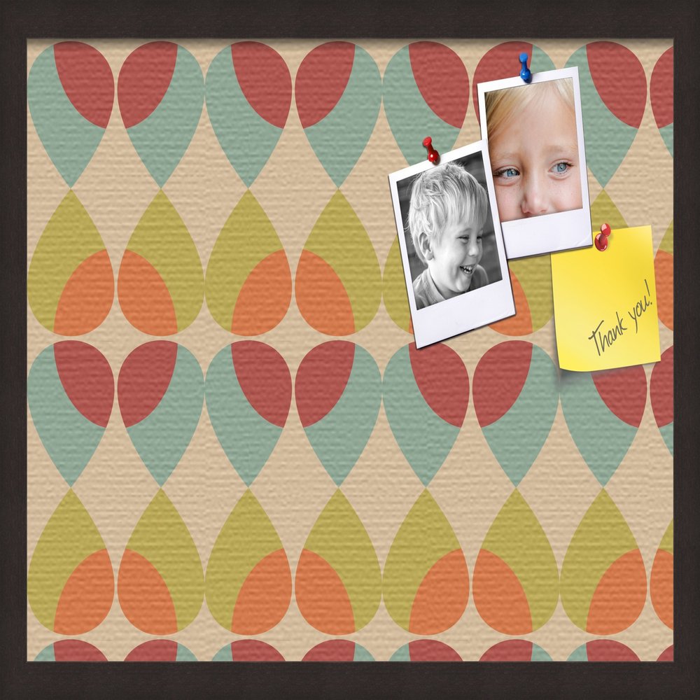 ArtToFrames 24x16 Inch Custom Cork Bulletin Board. This Abstract Pattern in Color Pin Board Has a Fabric Style Canvas Finish, Framed in Coffee (PinPix-564-24x16_FRBW26061)