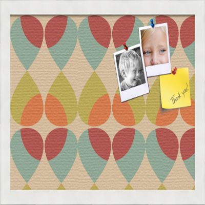 PinPix 18x12 Inch Cork Bulletin Board. This Decorative Framed Pin Board Comes with Kaliedescope Design and a Satin White Frame Frame. Ideal for Home Office Decor or Message Board (PinPix-564)